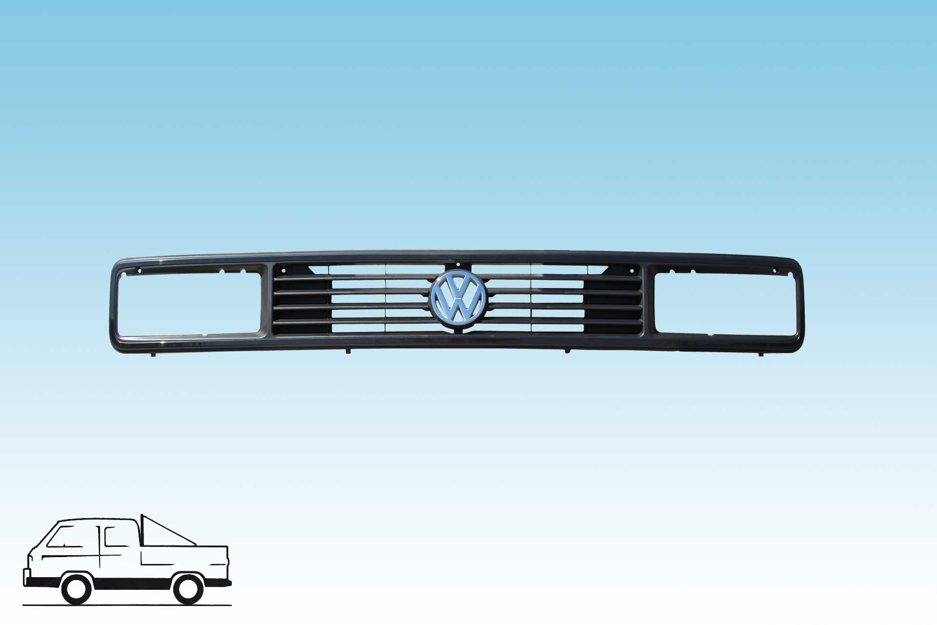 Doppelscheinwerfergrill  T3 - schwarz incl. VW Emblem