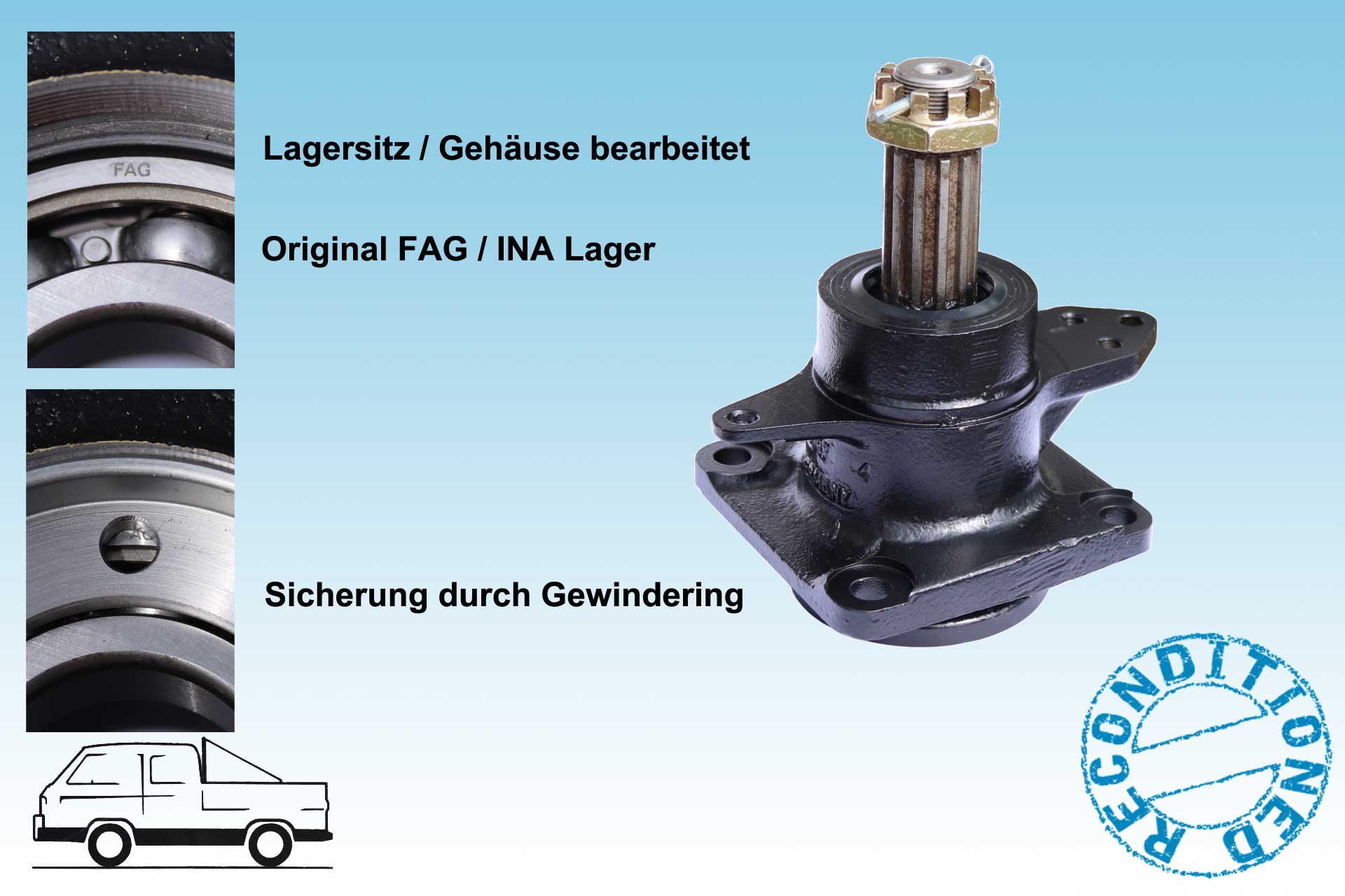 T3 Radlagergehäuse hinten  im Austausch