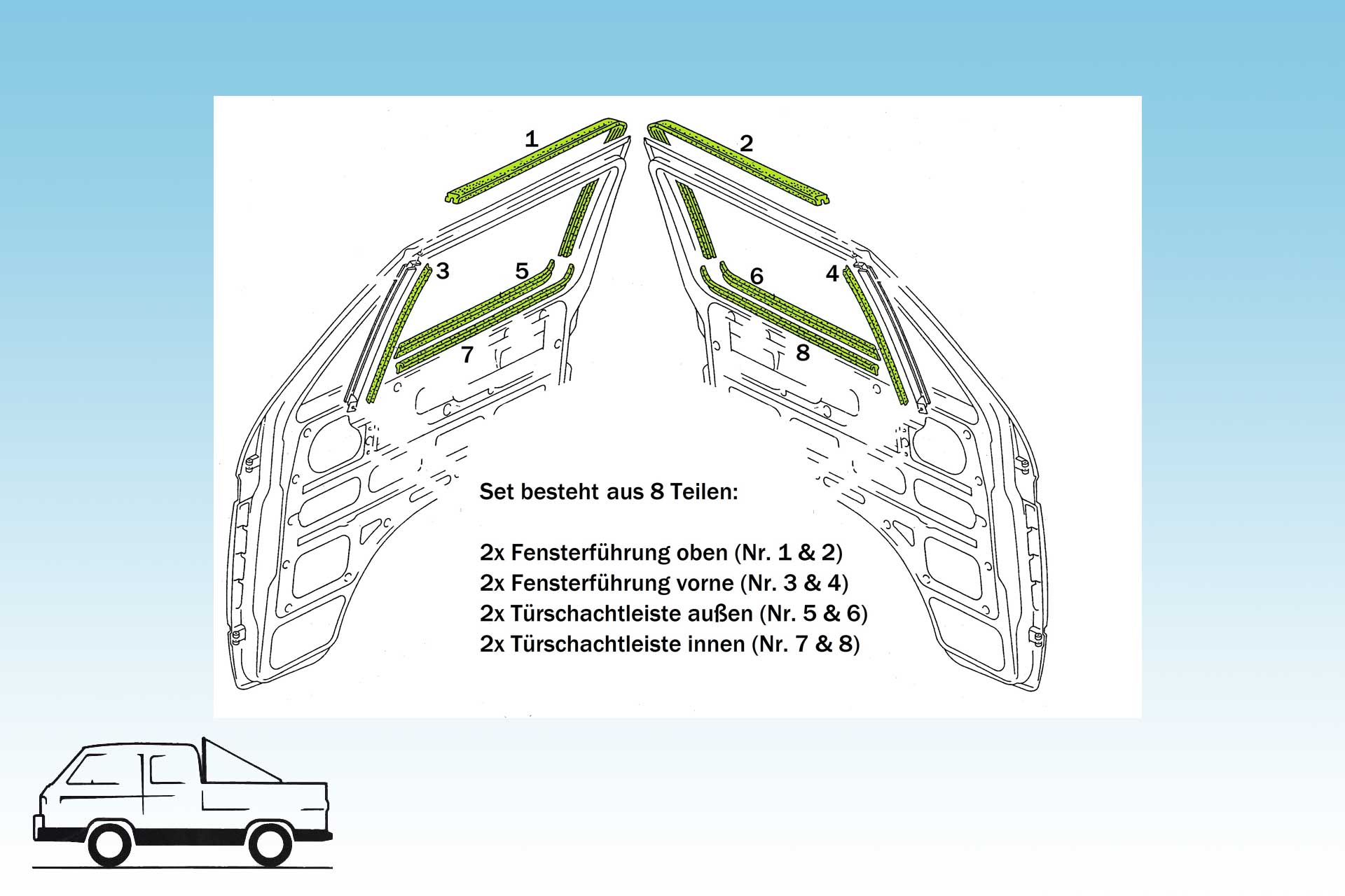 1 Satz Türschachtdichtungen 8 tlg. 