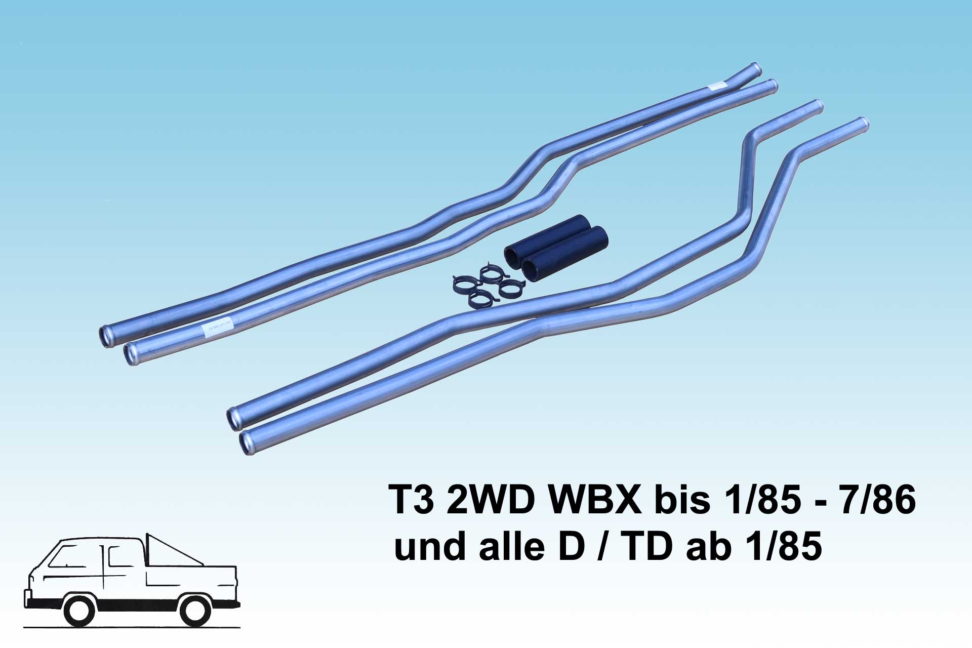 T3 Wasserrohr Edelstahl (Satz), D/TD ab 1/85  WBX bis 7/86