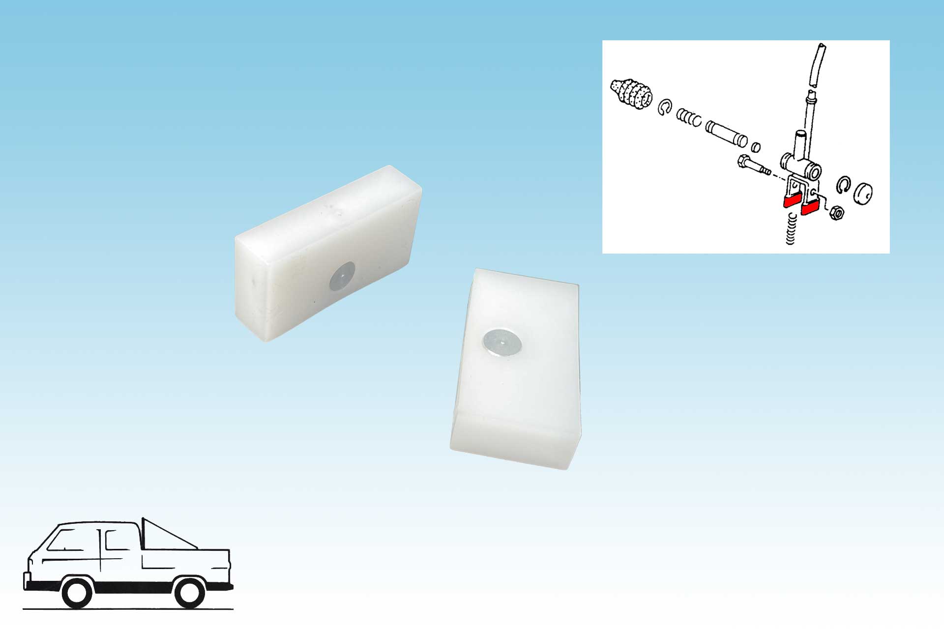 VW Bus T3  Führungsstücke für 5 - Gang Schalthebel