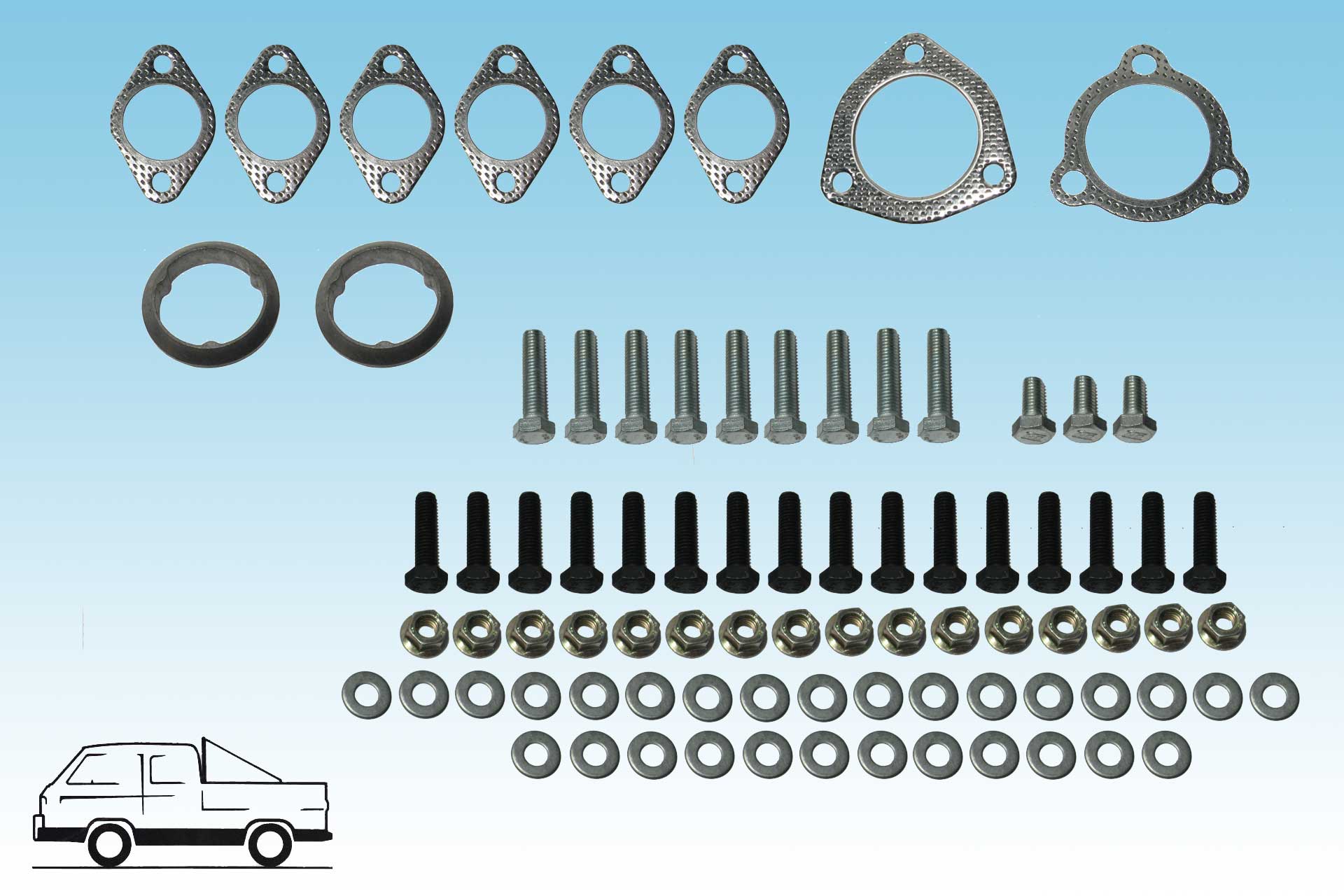 Exhaust mounting kit Bus Vanagon WBX 01/86 onwards