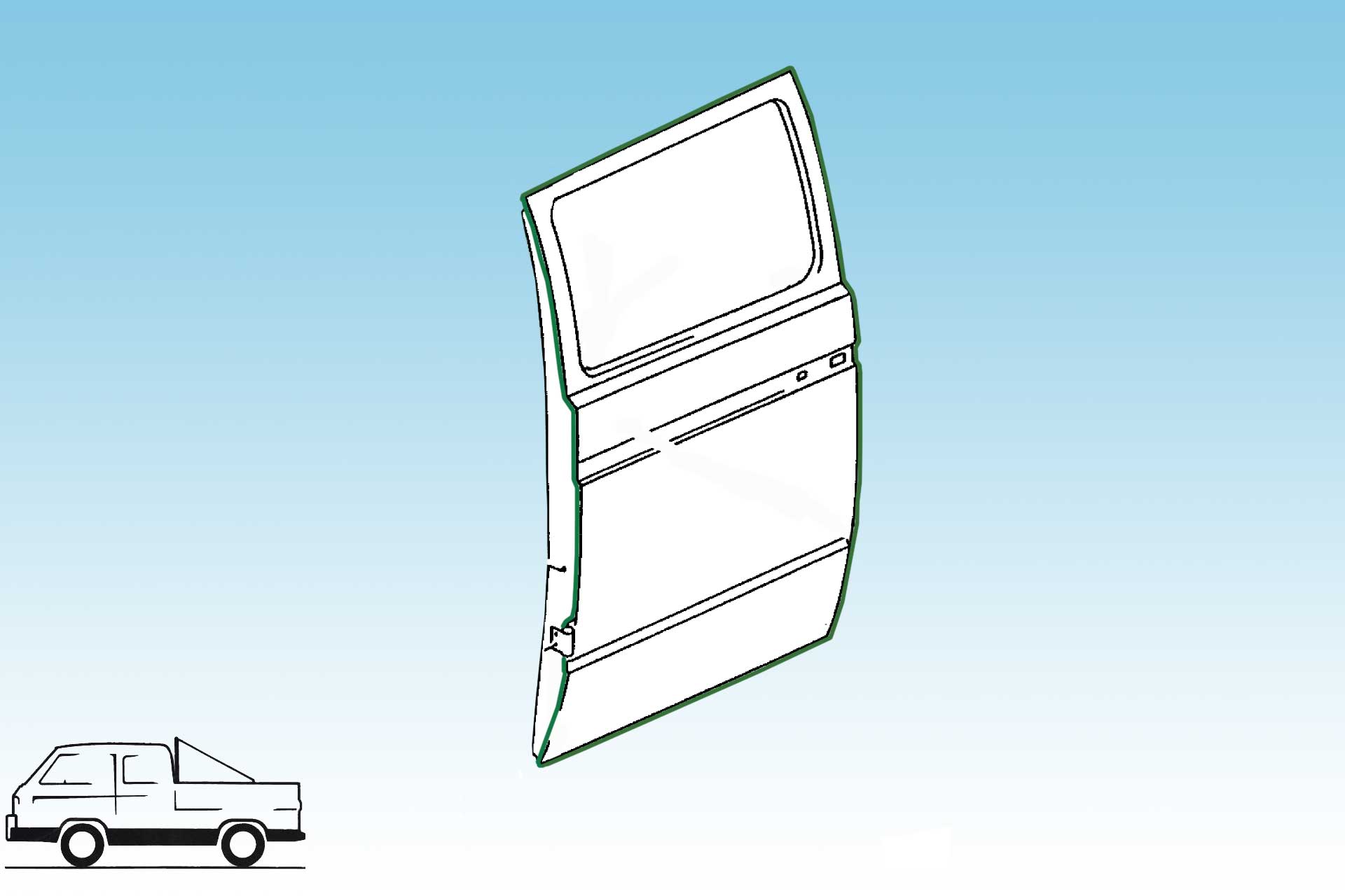 Türdichtung links hinten Bus T3  Doka