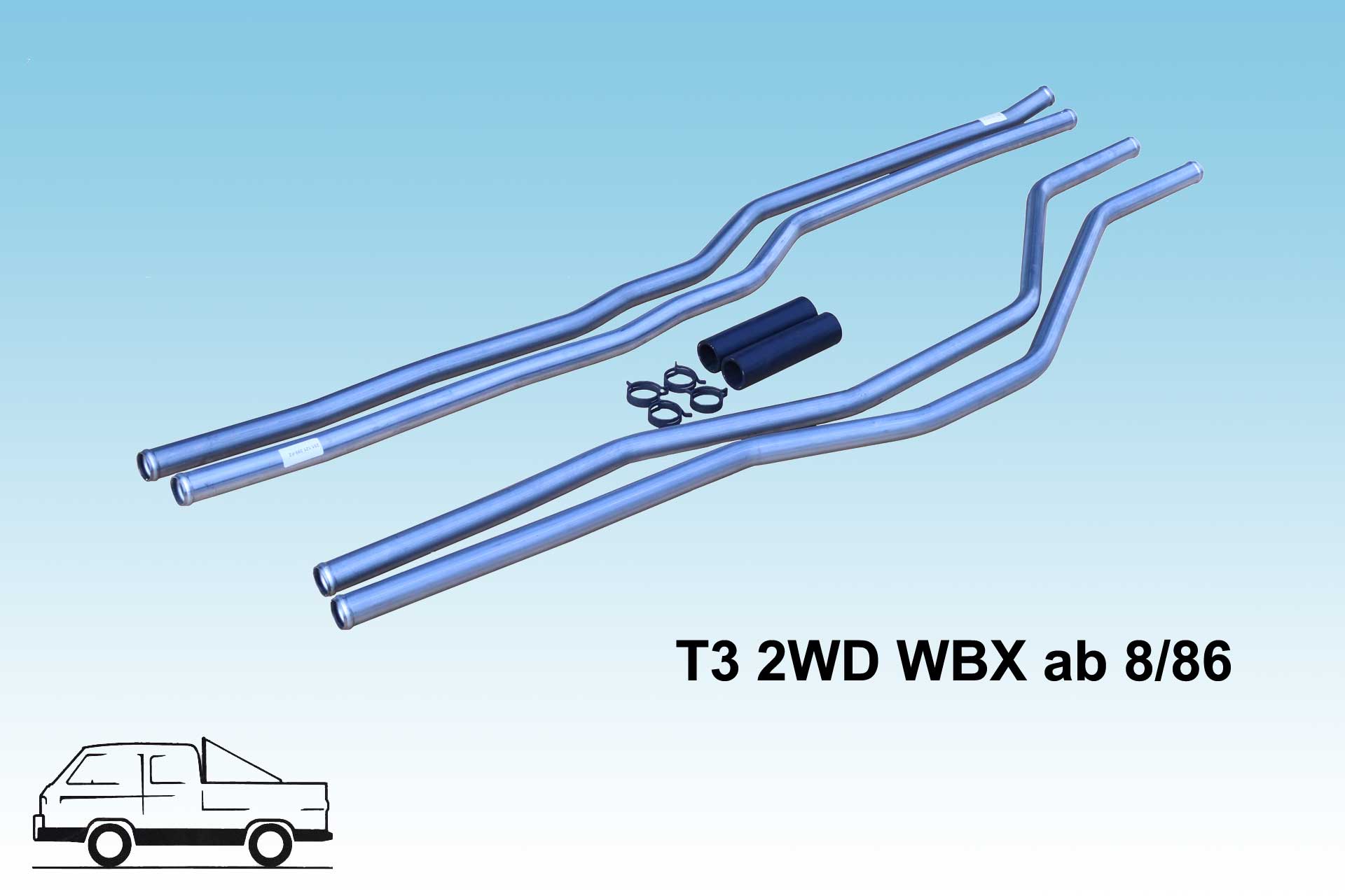 T3 Wasserrohr Edelstahl (Satz), alle WBX 2 WD ab 8/86