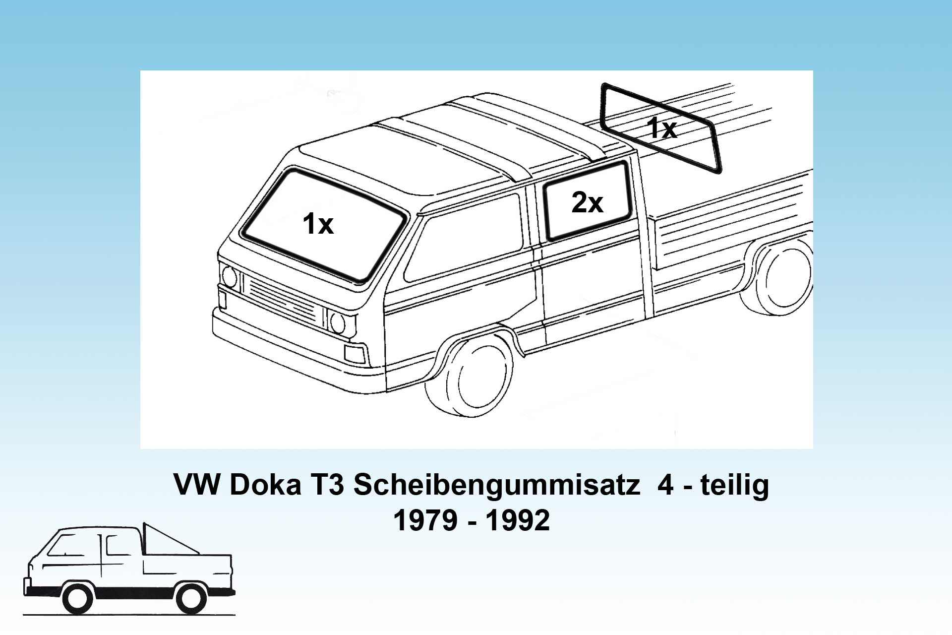 Scheibendichtungssatz 4 tlg.  T3 Doka