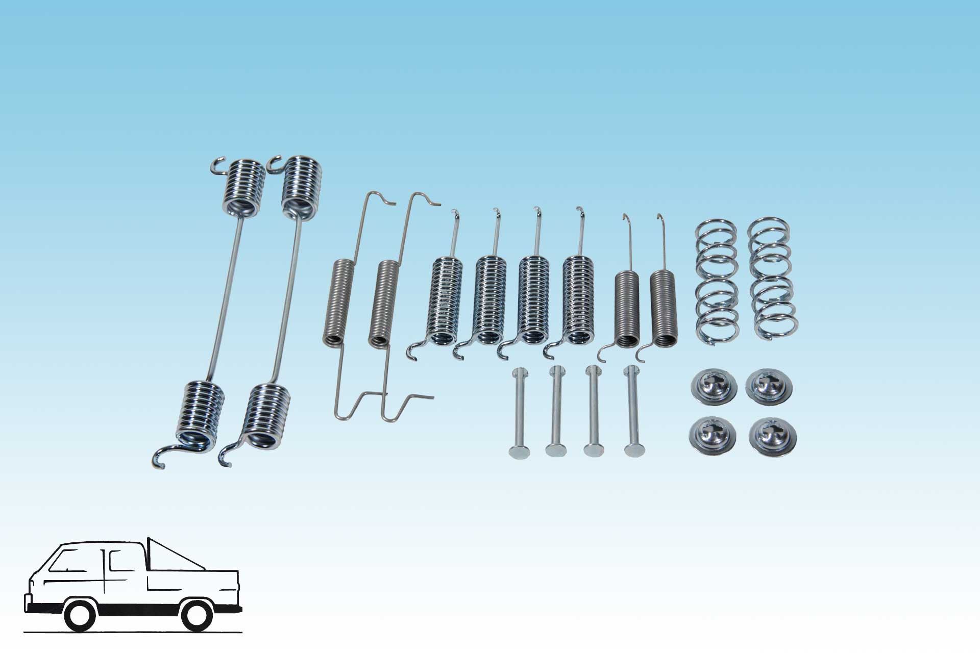 Anbausatz für Bremsbacken hinten Bus T3 Syncro 16 Zoll