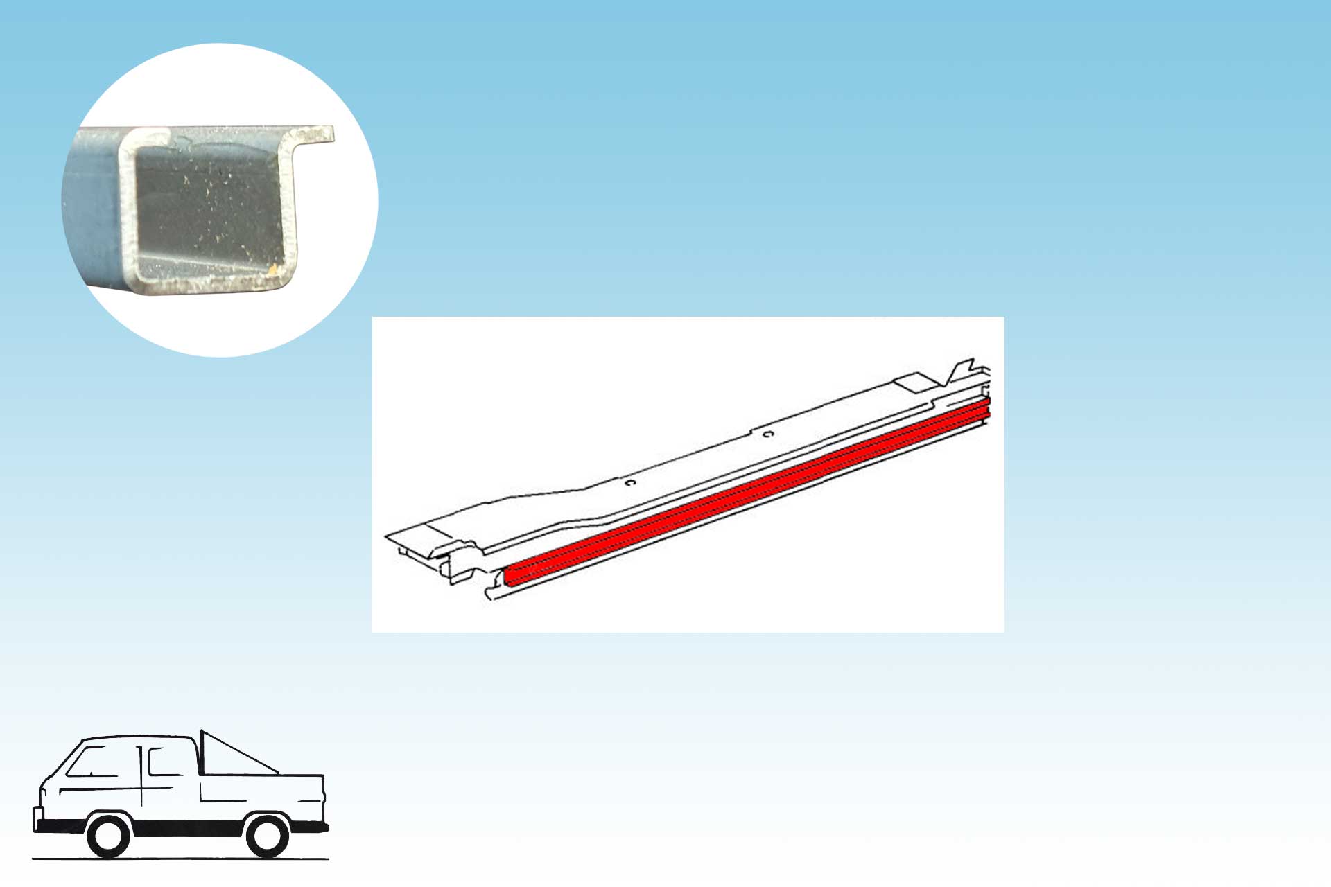 VW Bus T3  Profil für Schiebetürdichtung unten