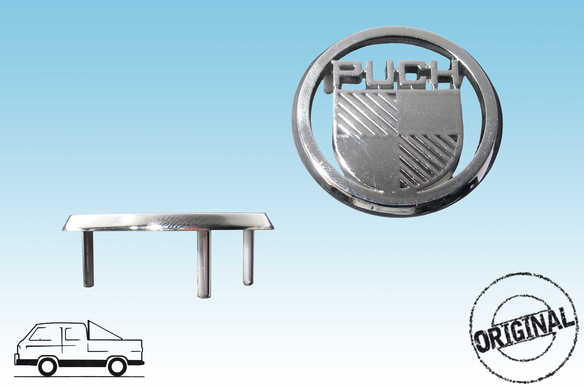 Emblem STEYR PUCH für den Bus T3 Syncro,m.Bef.Material